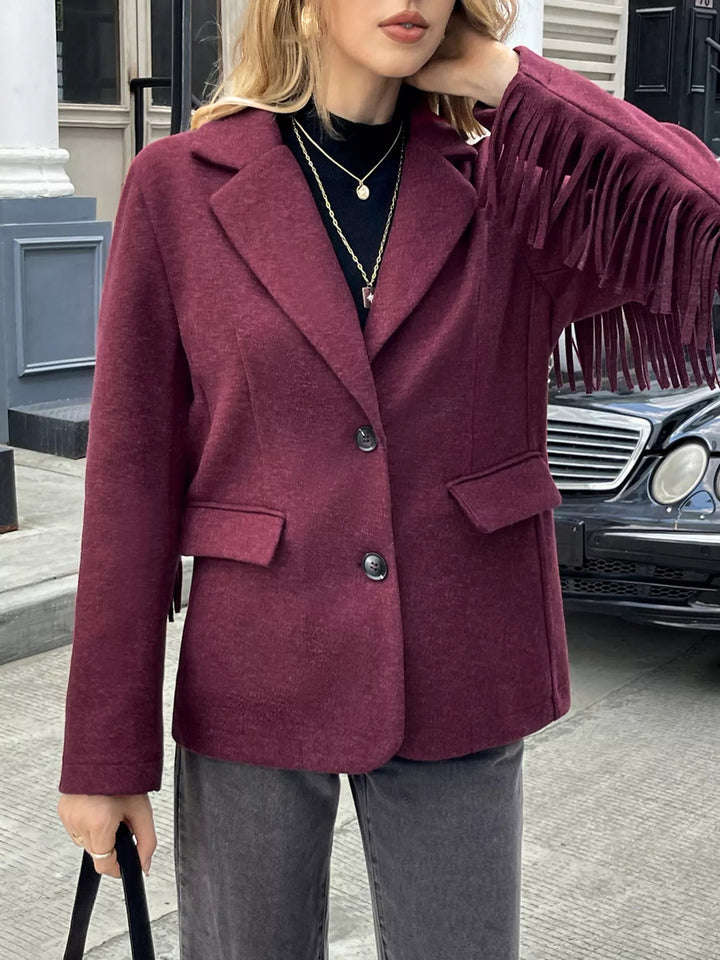 Michella - Blazer Court Élégant à Col Mandarin et Boutons