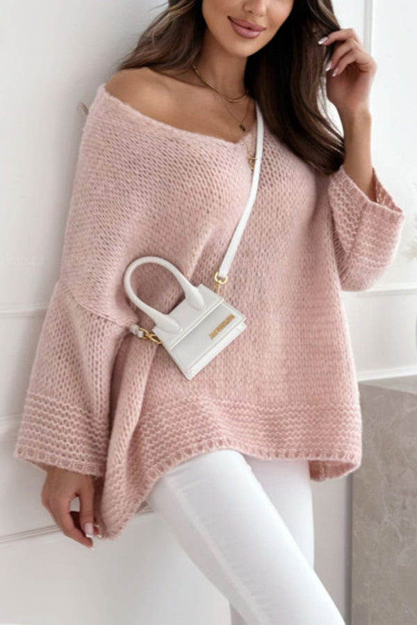 Gia - Pull décontracté chic en maille à col V ample