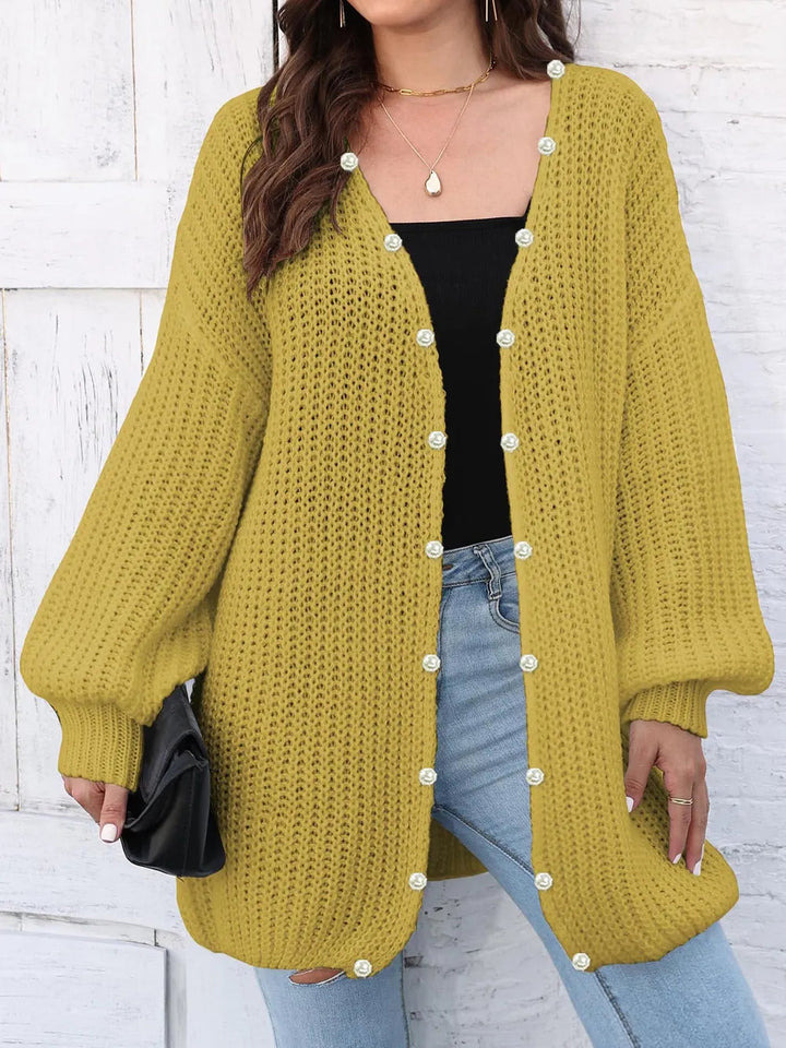 Eunike - Cardigan cosy ample en maille à manches longues et devant ouvert