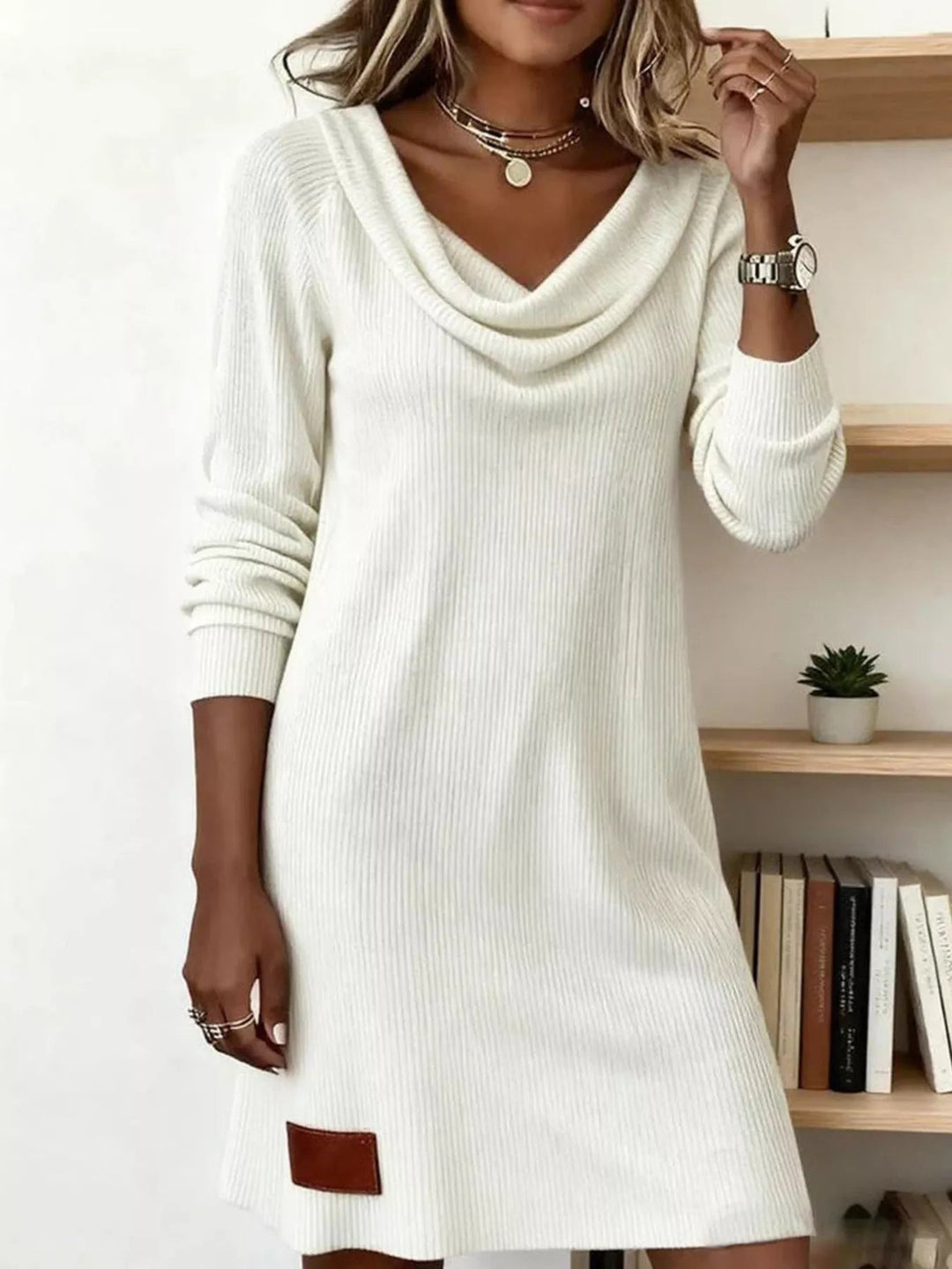 Aicelle - Robe mini décontractée à col bénitier et maille côtelée