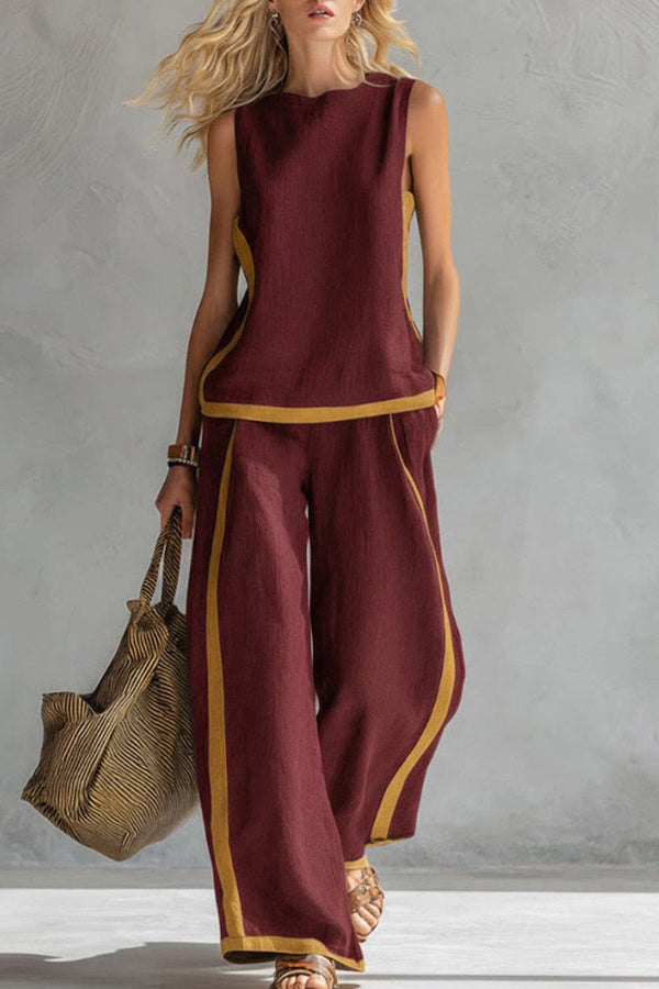 Aireen - Ensemble décontracté top sans manches ample et pantalon large