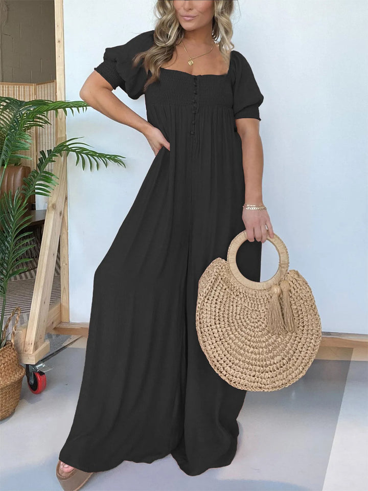 Nadia | Robe de femme avec corsage smocké Bouton
