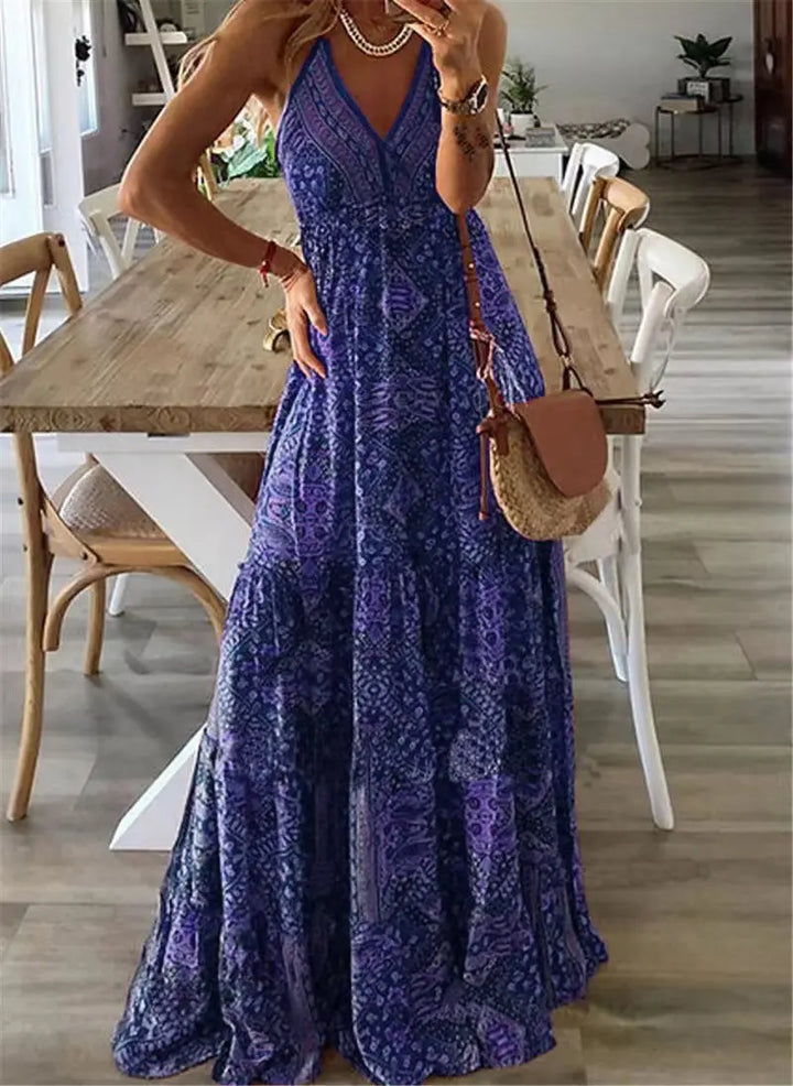 Cora | Robe fleurie imprimée taille haute style bohème pour femmes