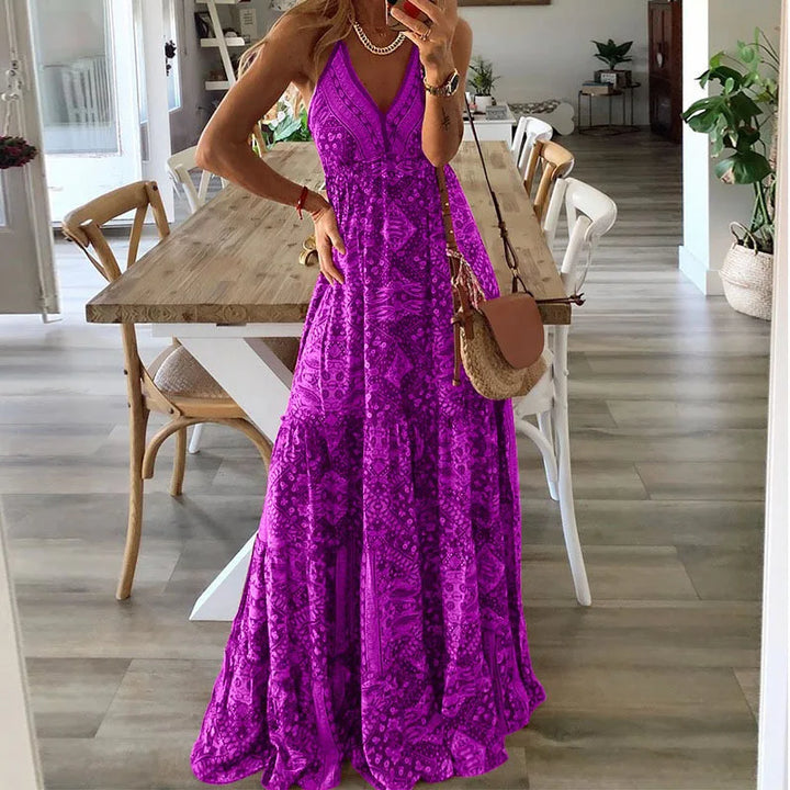 Cora | Robe fleurie imprimée taille haute style bohème pour femmes