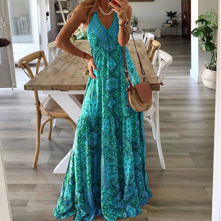 Cora | Robe fleurie imprimée taille haute style bohème pour femmes