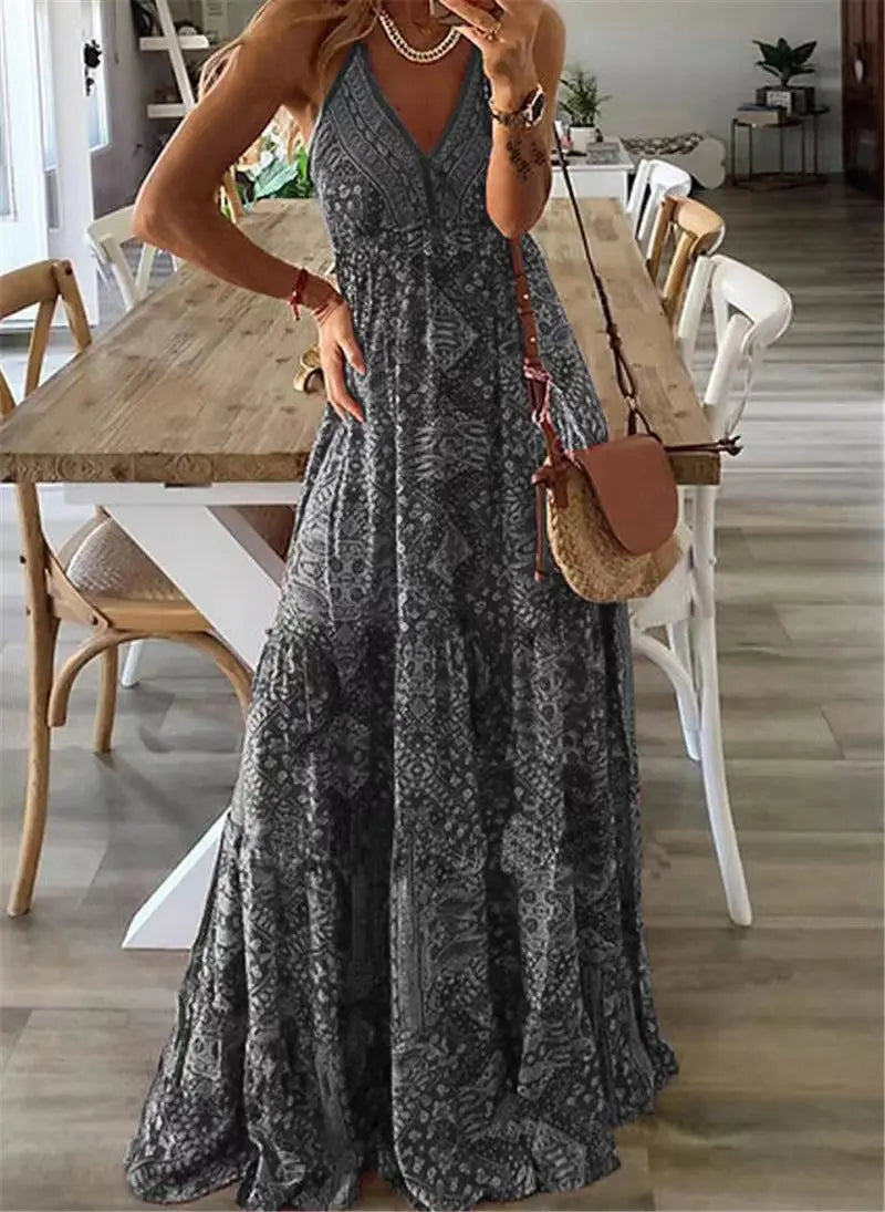 Cora | Robe fleurie imprimée taille haute style bohème pour femmes