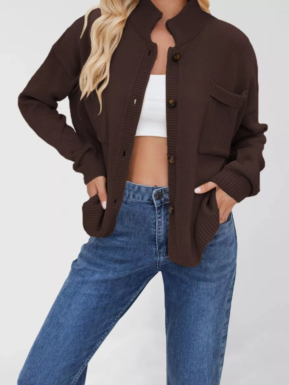 Viella - Cardigan chic décontracté en maille boutonné