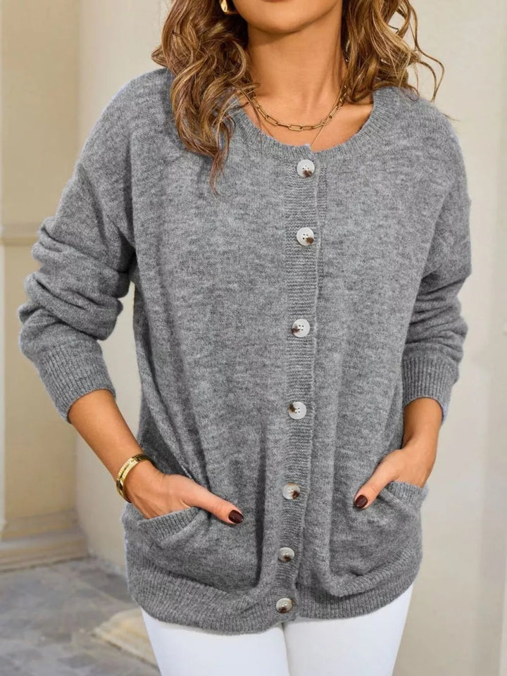 Elle - Cardigan décontracté en maille à boutons