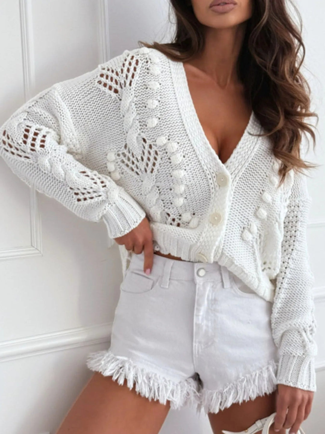 Edlyn - Cardigan boutonné doux et confortable à col en V