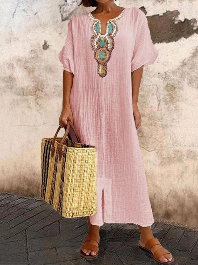 Rizwana | Robe caftan aérienne à l'accent ethnique