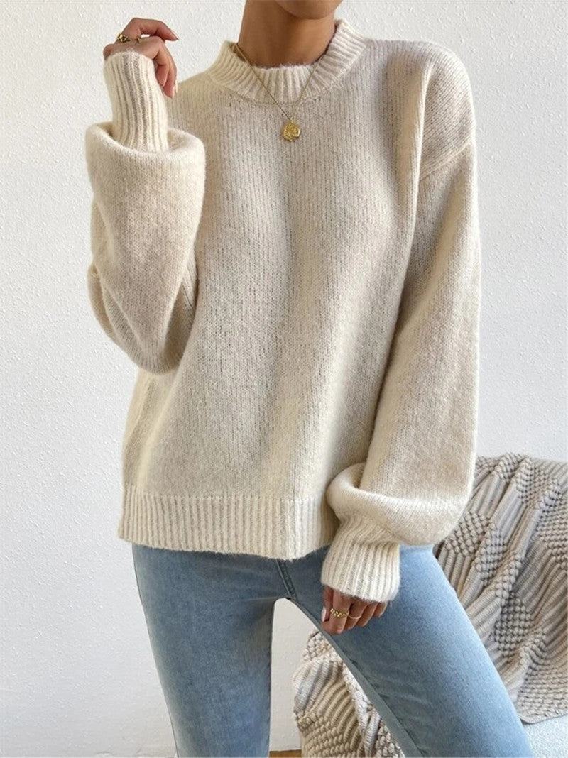 Ivory - Pull Doux à Manches Longues Coupe Ample
