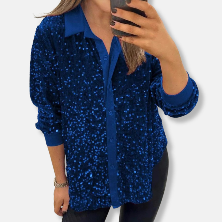 Blythe - Chemise élégante à sequins boutonnée à manches longues