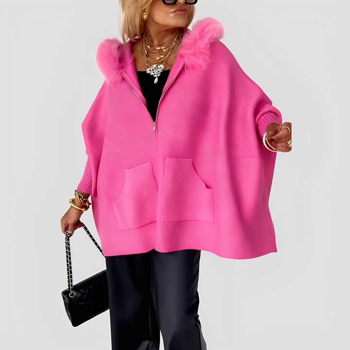 Jayla - Manteau élégant en fausse fourrure ample avec capuche