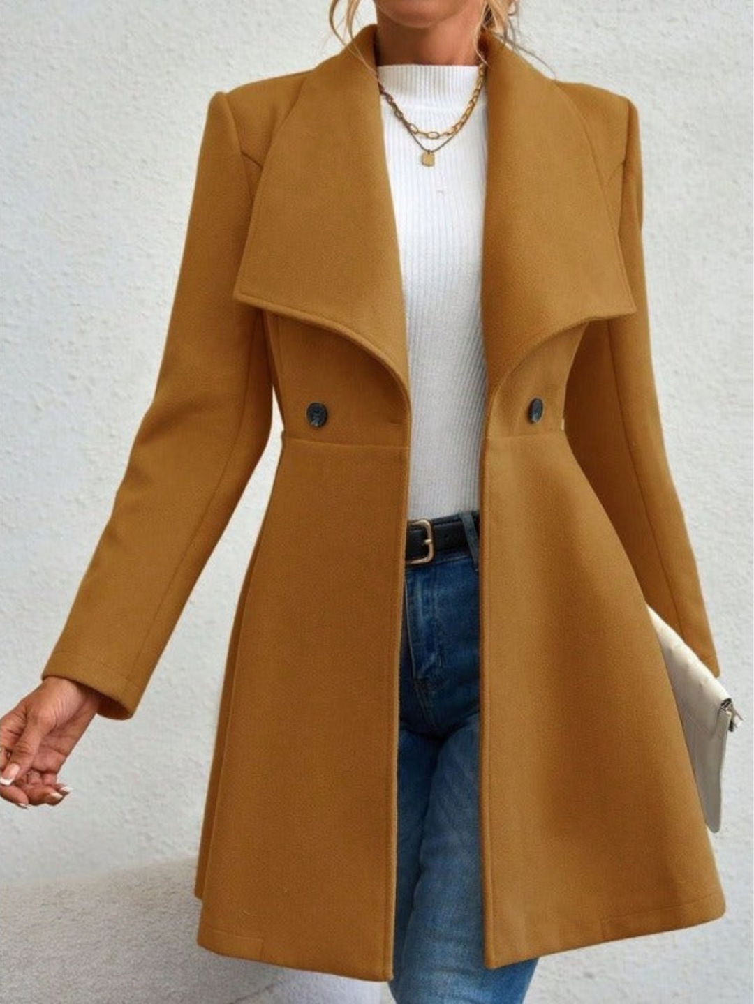 Lacina - Manteau long élégant à larges revers
