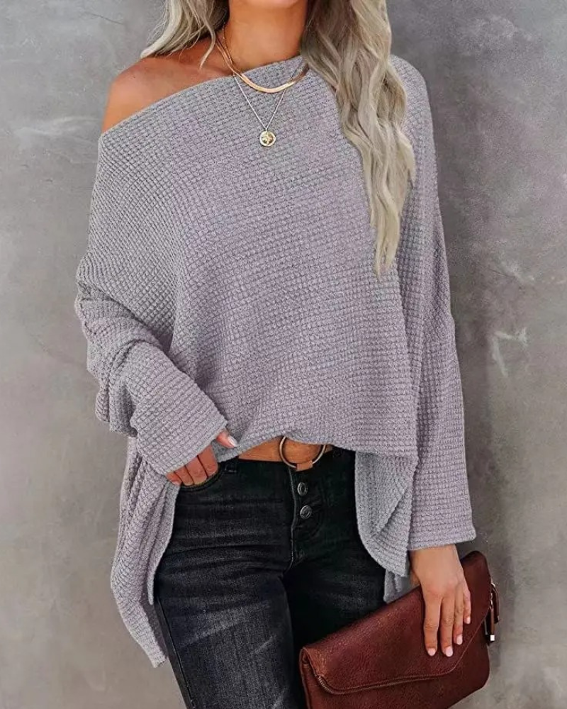 Madalyn - Pull ample en maille épaules dénudées