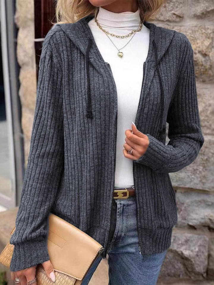 Reanne - Cardigan Élégant en Maille avec Fermeture Zippée