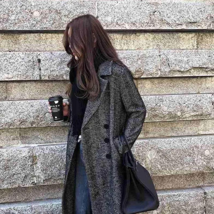 Reshma | Manteau Long En Laine À Carreaux Pour Femmes