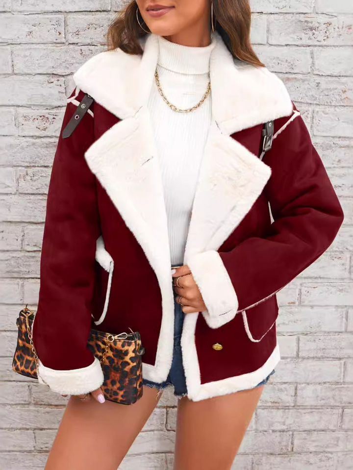 Jaclyn - Manteau oversize chaud en suédine avec fausse fourrure