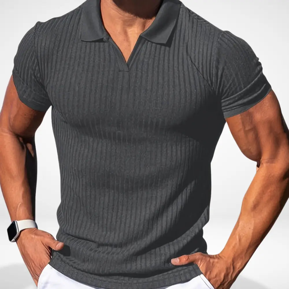 Polo à rayures côtelées ajusté pour Homme – Mccoy