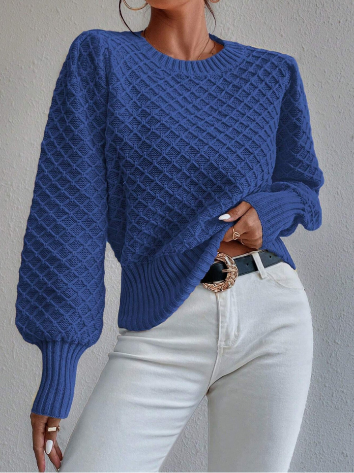 Mélisande - Pull élégant à col rond avec texture matelassée
