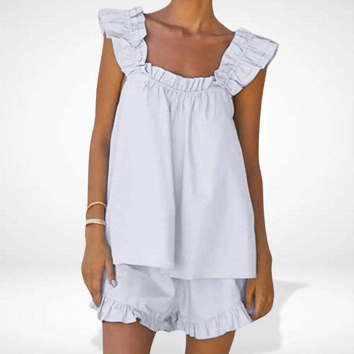 Ensemble de détente à volants délicats pour femmes – Nita