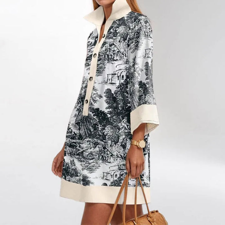 Robe d'été imprimée paysage vintage pour Femme – Raye