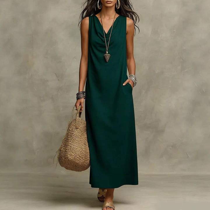 Rosaly - Robe ample élégante sans manches à col V