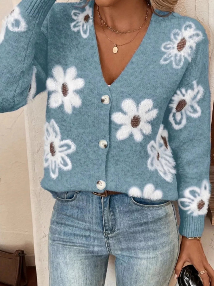 Nancie - Cardigan élégant à imprimé floral avec boutons