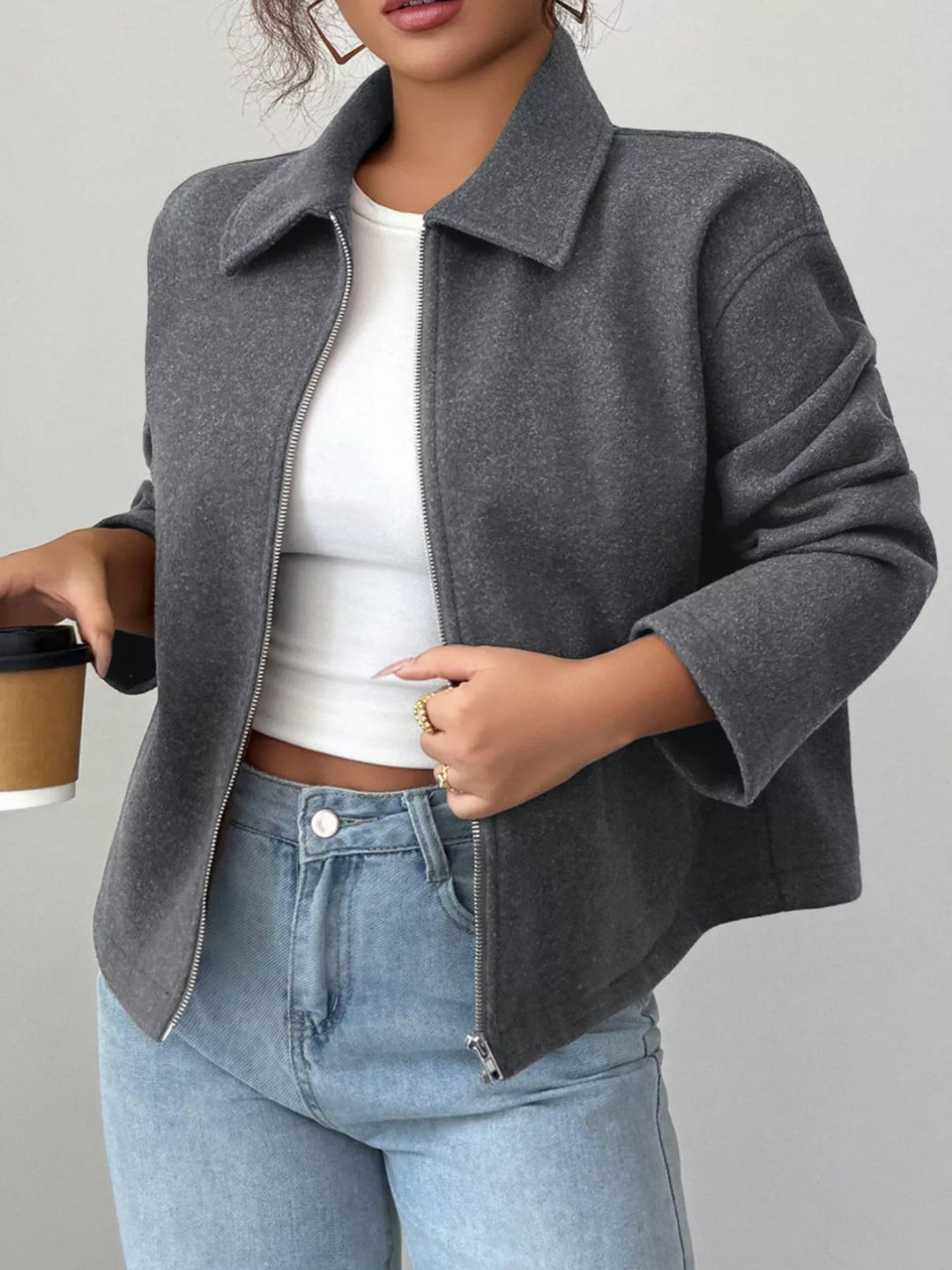 Demi - Veste zippée décontractée et polyvalente à manches longues