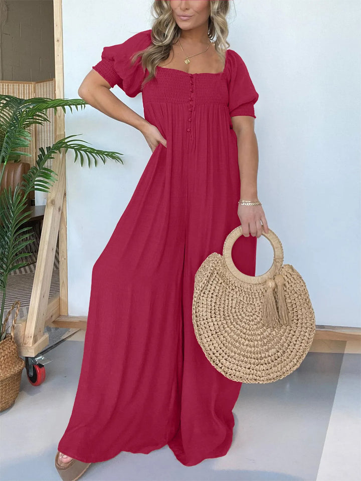 Nadia | Robe de femme avec corsage smocké Bouton