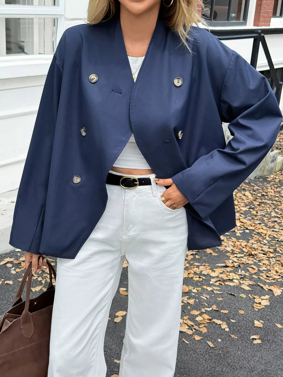 Rhoda - Manteau Élégant Croisé à Manches Longues