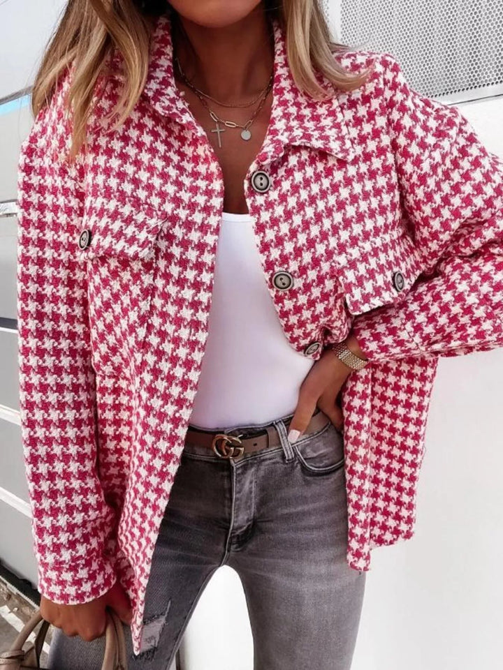 Evie - Veste élégante à boutons motif pied-de-poule
