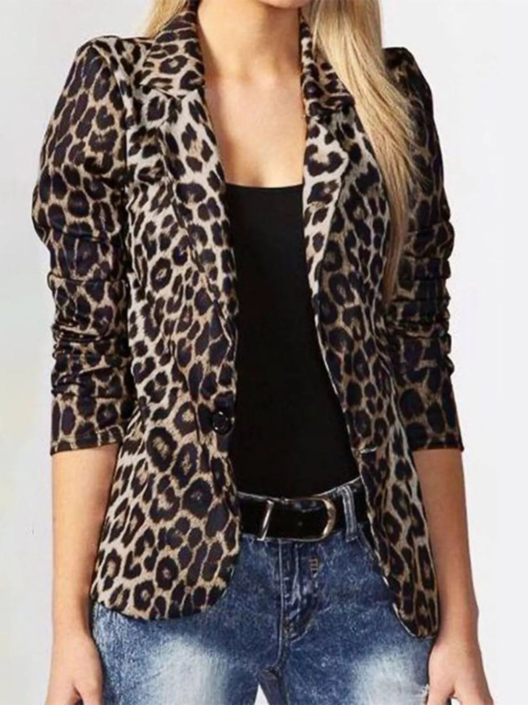 Aeliana - Blazer élégant à imprimé léopard et bouton unique