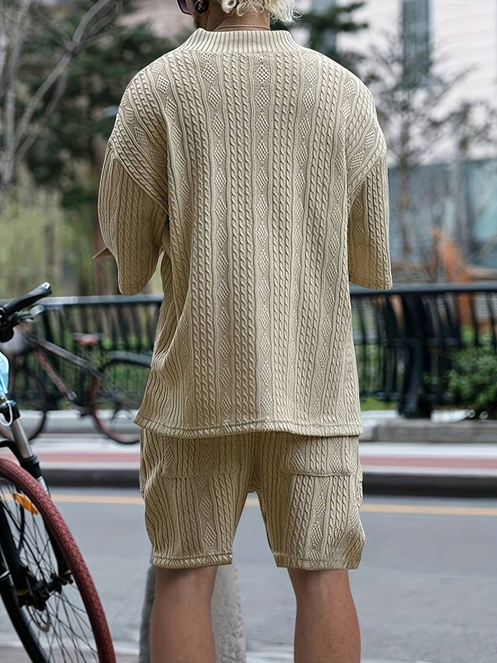 Halli | Combinaison décontractée en short jacquard pour hommes