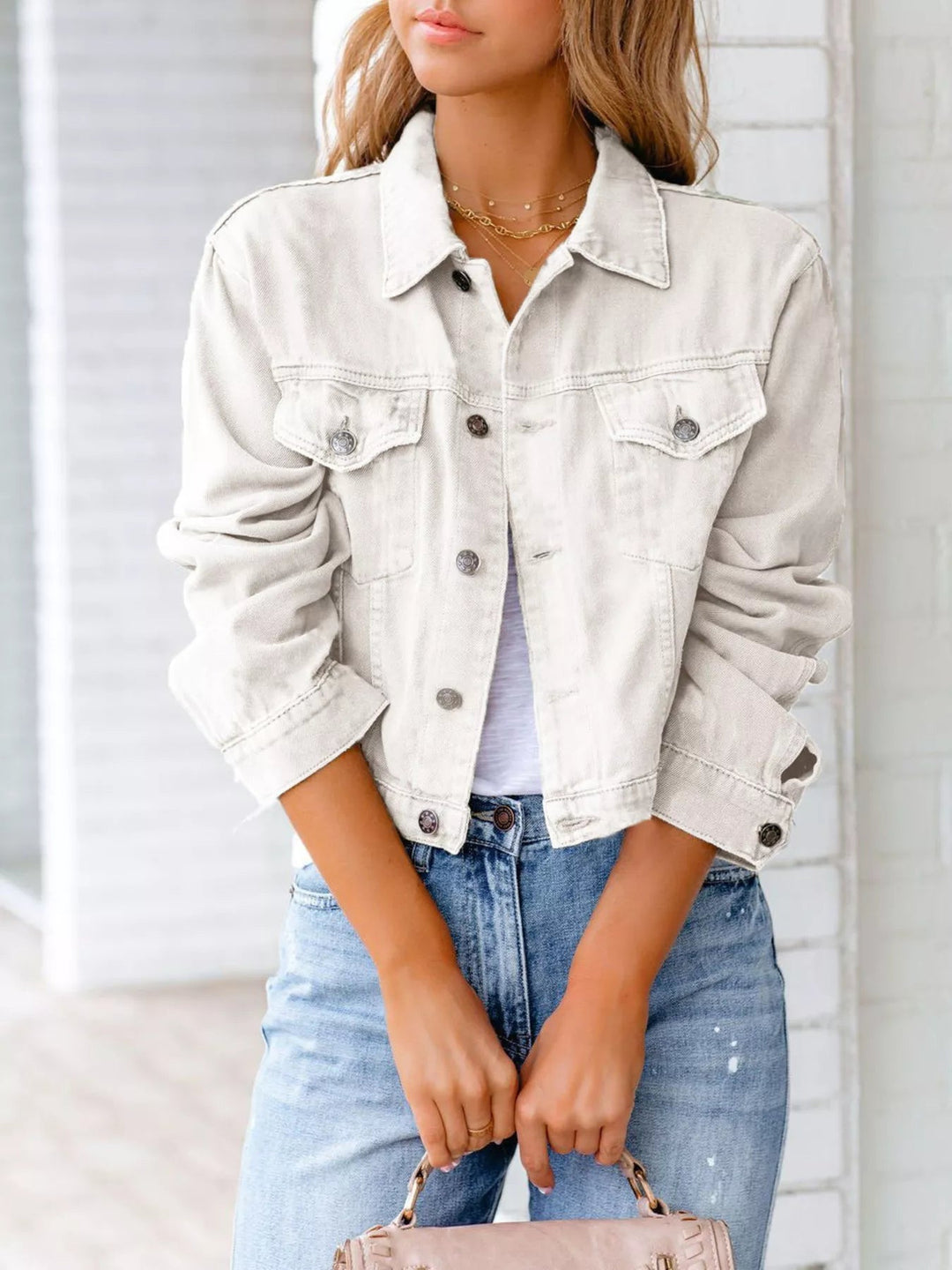 Jannie - Veste Courte en Denim Élégante