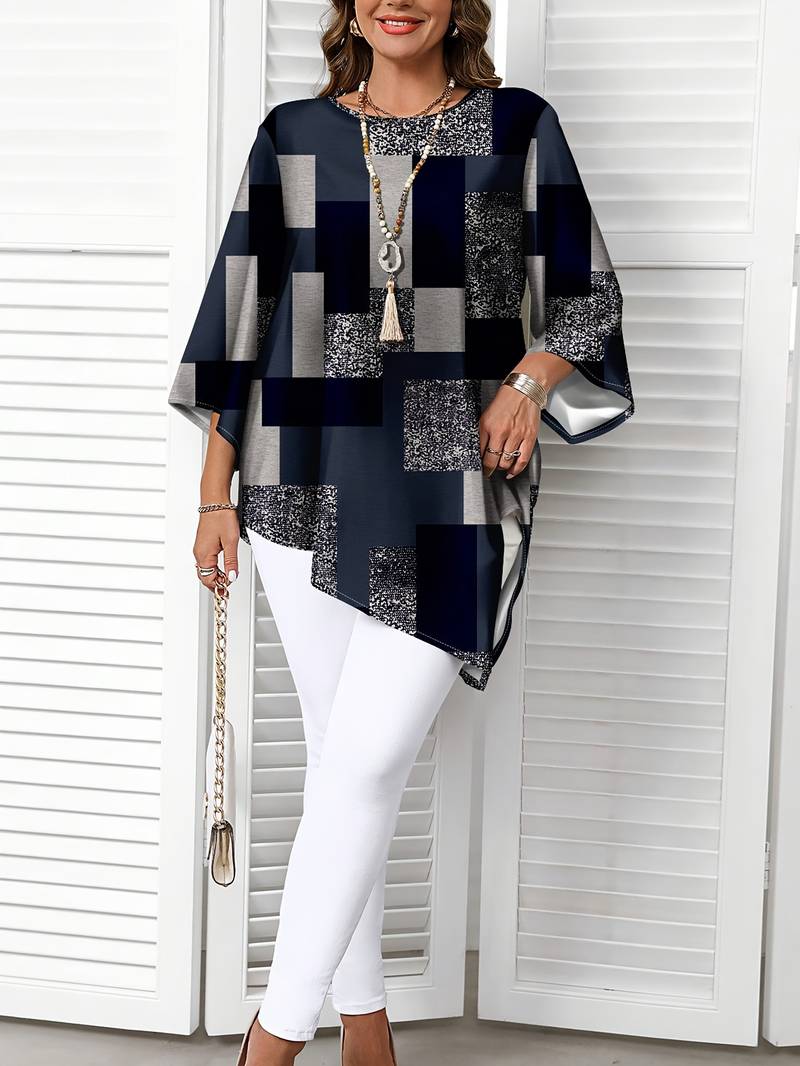 Nora - Blouse oversize à carreaux
