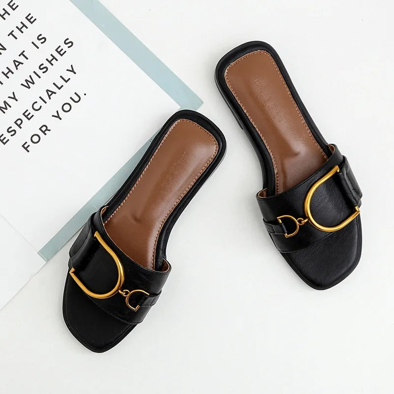 Elsie | Sandales à bout carré en cuir de luxe pour femmes