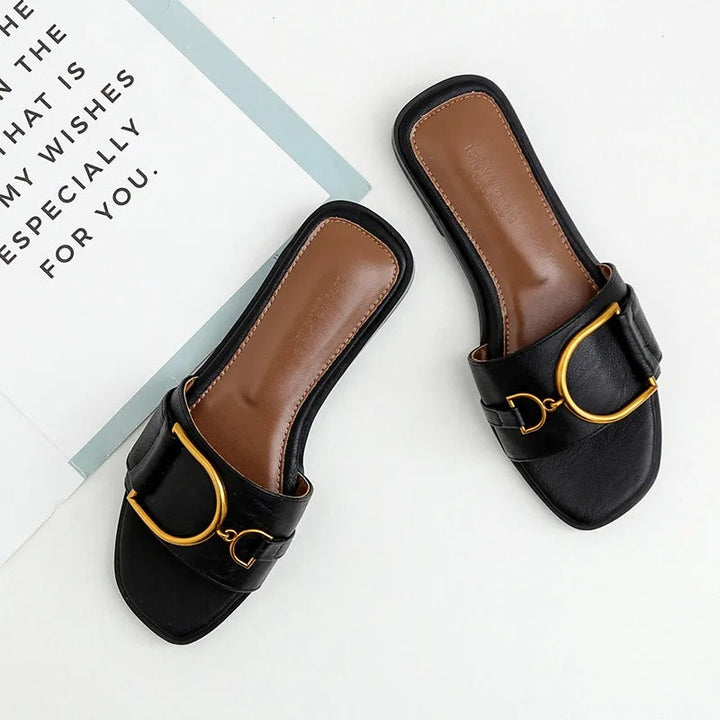 Elsie | Sandales à bout carré en cuir de luxe pour femmes