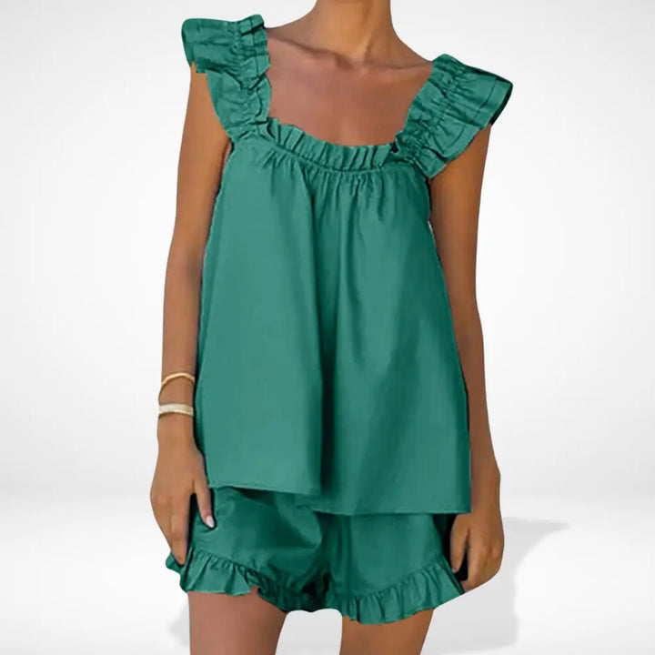 Ensemble de détente à volants délicats pour femmes – Nita