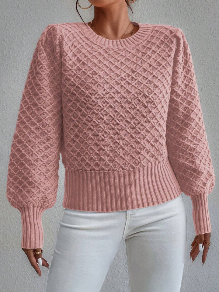 Mélisande - Pull élégant à col rond avec texture matelassée