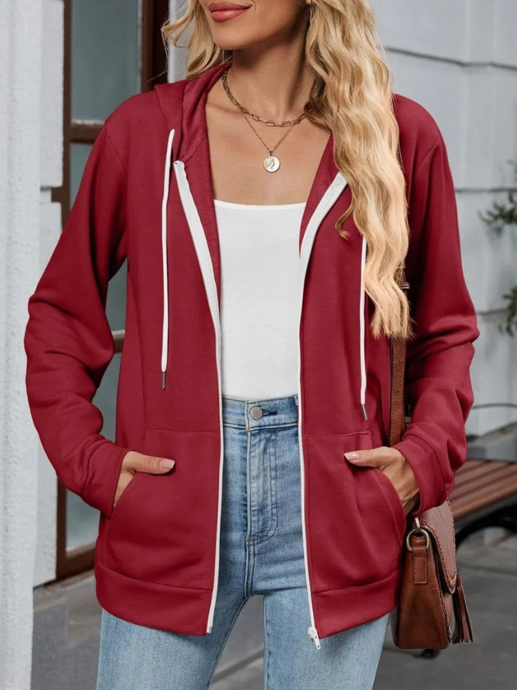 Urielle - Veste hoodie élégante avec cordon ajustable et zip
