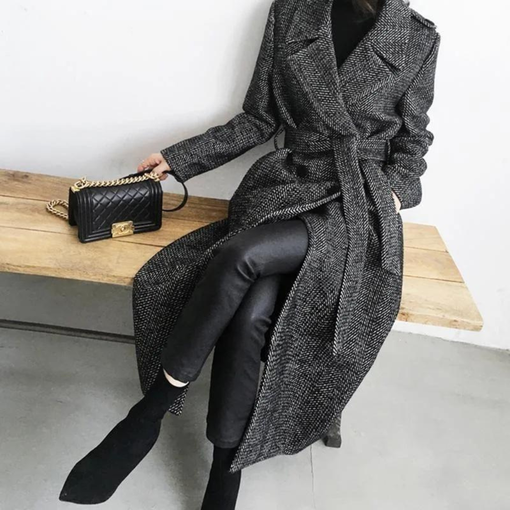 Reshma | Manteau Long En Laine À Carreaux Pour Femmes