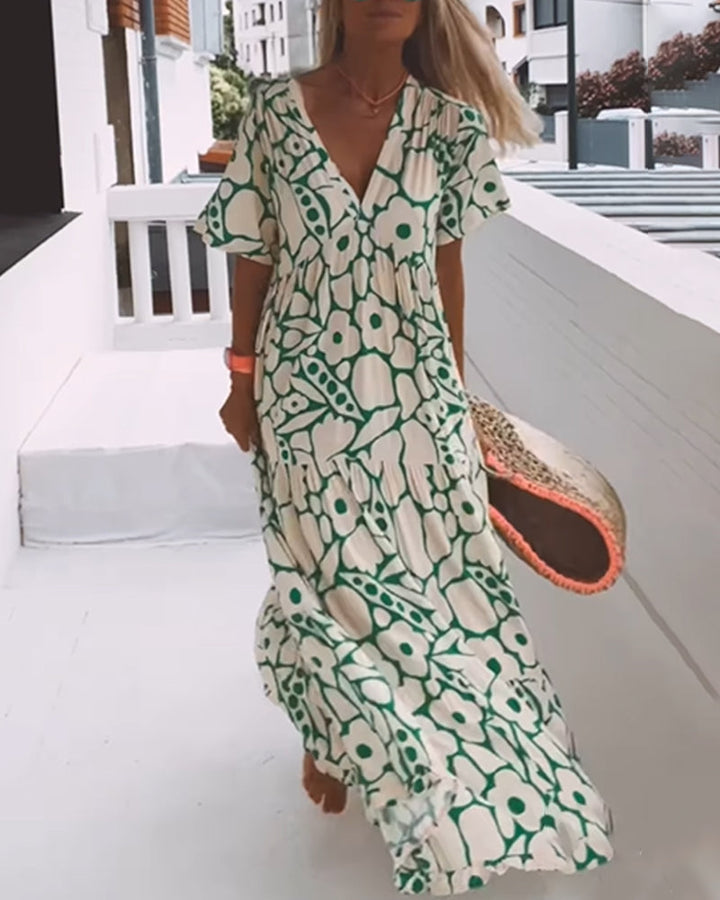 Puck | Robe décontractée avec décolleté en V et imprimé
