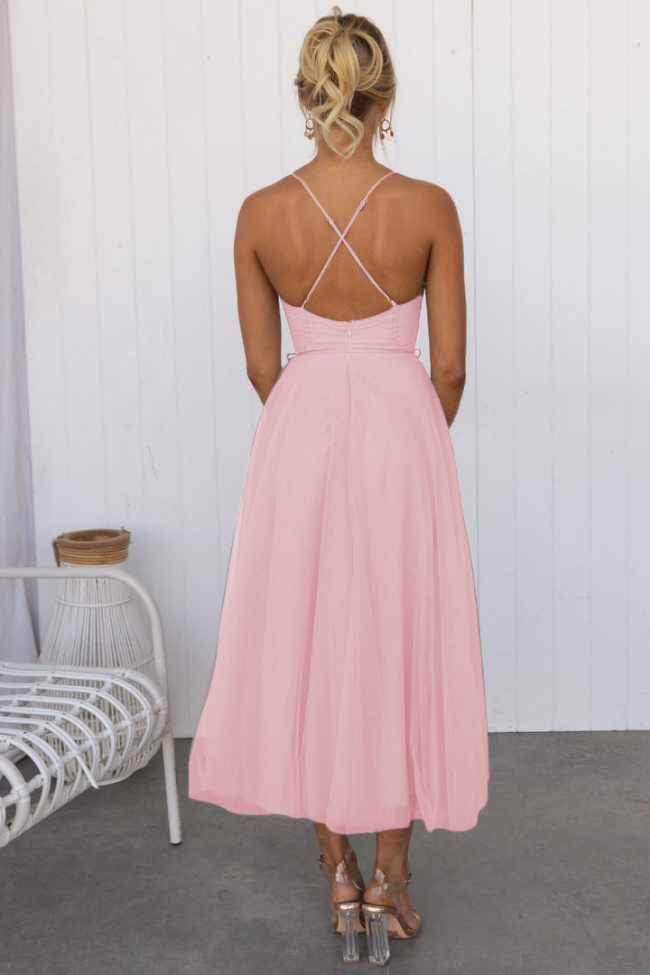 Vivian | Moderne Princesse Mousseline Jarretelles Fête Maxi Robe