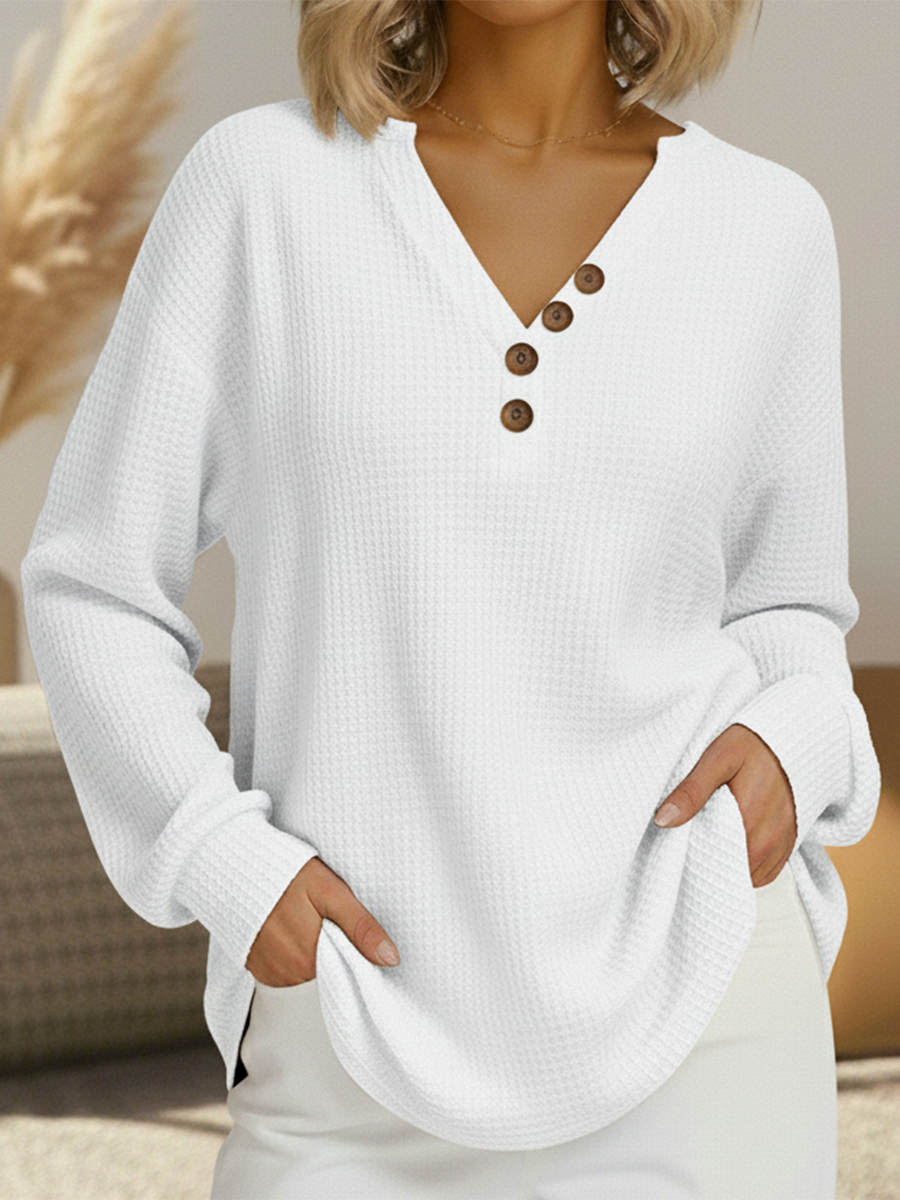 Rayana - Pull Décontracté à Maille Gaufrée