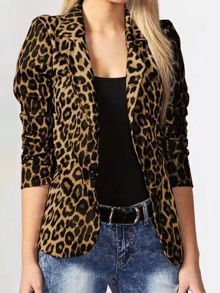 Aeliana - Blazer élégant à imprimé léopard et bouton unique