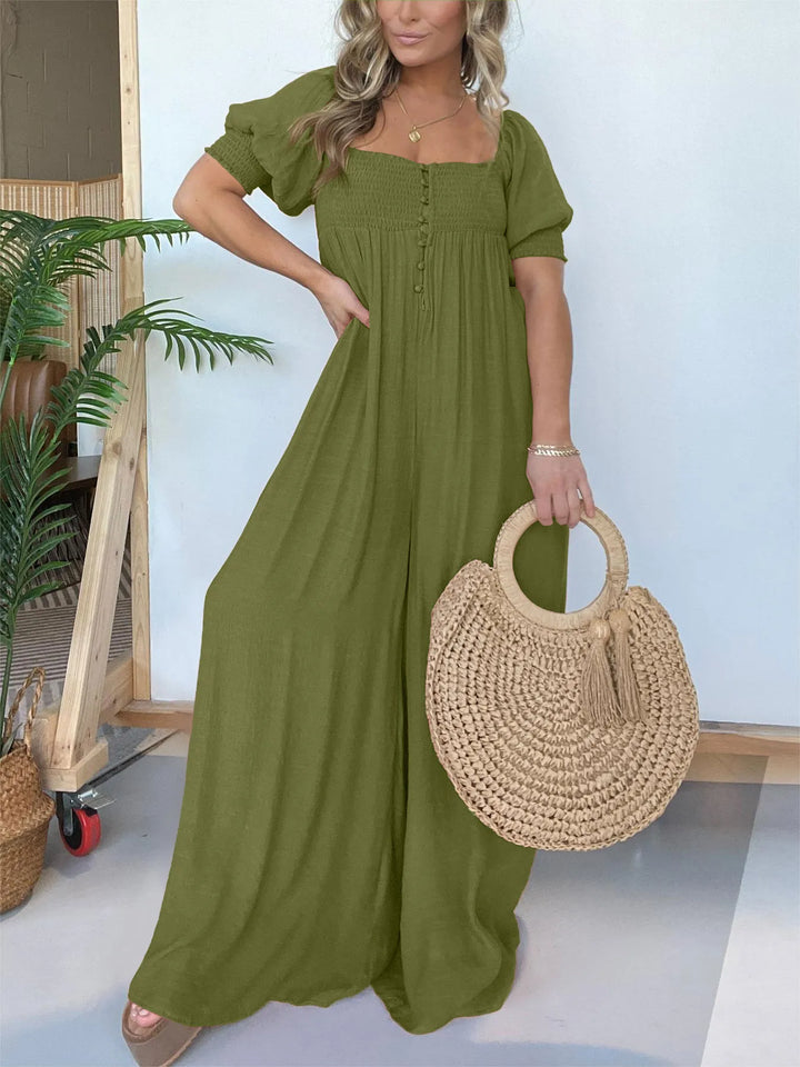 Nadia | Robe de femme avec corsage smocké Bouton