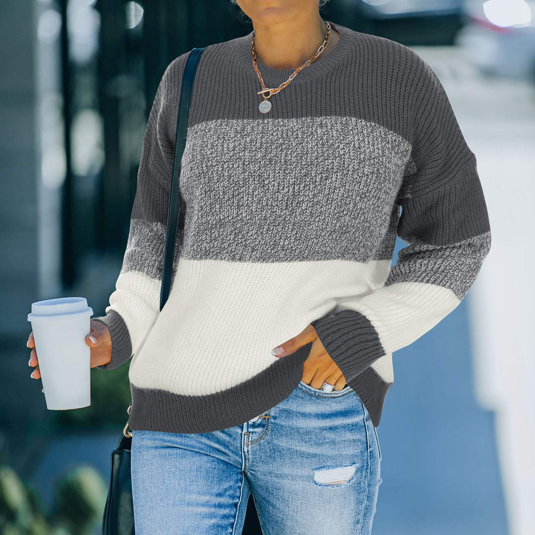 Hana - Pull chaud à rayures contrastées au style chic