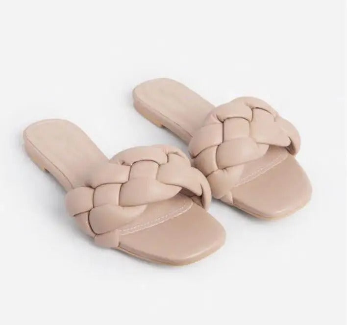 Ella | Pantoufles plates antidérapantes en tissu éponge