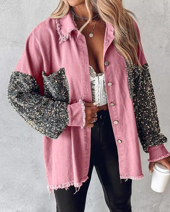 Lindsey - Veste décontractée et élégante avec manches à sequins